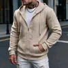 Comércio Exterior Transfronteiriço Amazon Estilo Novo Europeu e Americano Cor Sólida Estampada Casual Jaqueta Moletom com Capuz e Zíper Roupas Masculinas