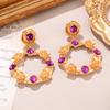 Aretes Mariposa Flor Estilo Palacio Turquesa Aretes con Borla Aretes Retro Franceses Nicho Elegante de Alta Gama para Mujer