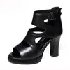 Sandalias Video Real talla grande Nuevas de Suela Gruesa Casual Moda de Tacón Alto Tacón Grueso Romanas para Mujer Sandalias Boca de Pez