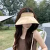 Sombrero Visera de Seda Helada Estampado Versátil Moda de Verano Estilo Coreano para Mujer, Protección Solar al Aire Libre Sombrero Pinza para el Cabello Bloqueador de UV