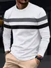Exportación Transfronteriza Talla Grande Otoño e Invierno Hombres Cuello Redondo Manga Larga Bloques de Color Camiseta Básica Pulóver Camiseta de Manga Larga para Hombres