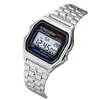 Reloj electrónico LED popular de TikTok WR F91W banda de acero reloj de moda reloj de pulsera electrónico deportivo multifuncional para hombre