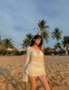 Novo Saída de Praia Manga Longa com Fenda para Mulheres, Proteção Solar, Férias na Praia, Biquíni Sexy Push-Up, Moda Praia Huludao
