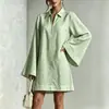 Vestido Casual Feminino de Manga Longa, Cor Sólida, Gola Lapela, Meio Zíper, Corte Solto e Leve, para Comércio Exterior na Amazon, Cruzamento Europeu e Americano, 2026