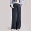 Pantalones de pierna ancha para maternidad de otoño e invierno, de cintura alta, soporte elástico en la cintura, pantalones largos de pierna recta, suaves y con caída, no restrictivos, pantalones casuales para madres embarazadas