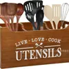 Caja de Almacenamiento de Utensilios de Cocina Retro Transfronteriza Soporte de Pared para Palillos Cuchara Tenedor y Cuchillo Caja Organizadora de Utensilios de Cocina de Madera Maciza