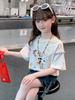 Camiseta de Manga Corta con Estampado de Dibujos Animados para Niñas Ropa de Verano 2025 Nuevo Estilo de Verano Top de Media Manga para Estudiante Niña