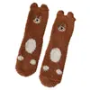 Calcetines de Coral Fleece para Mujer con Gato Bordado, Calcetines Gruesos para el Suelo, Calcetines de Dormir para Mujer, de Caña Media, para Casa, Dibujos Animados, Calcetines de Maternidad