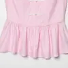 Marca Z Popular Falda Corta Top para Mujer con Dobladillo de Nudo Estilo Hebilla Ins Decoración Celebridad de Internet Transfronterizo Sin Mangas Estilo Europeo y Americano Rosa Za