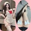 Boutique Gato Doce Roupa de Empregada Lingerie Sexy Desejo Puro Renda Avental Quente de Madrasta Pijama com Costas Abertas