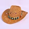 Chapéu Novo Transfronteiriço Feminino Verão Litoral Praia Palha Trançada Vazada Chapéu de Sol Retrô Chapéu de Cowboy Ocidental