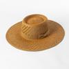Primavera y Verano nueva moda casual tejido a mano lazo anillo top ala grande sombrero de paja protección solar para exteriores sombrero de paja rojo de internet