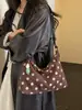 2026 Nuevo Bolso Vintage de Gamuza con Lunares para Mujer, Bolso de Hombro Único Maillard, Versátil de Mano de Doble Uso para Estudiante