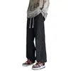 Pantalones de pana a cuadros para hombre de otoño, pierna recta, corte holgado, pierna ancha, con forro polar, que ofrecen un estilo fluido, deportivo y casual