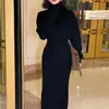 Vestido Suéter Gola Alta de Comprimento Médio com Casaco, Comprimento no Joelho, Estilo Elegante Pequeno Perfume, Vestido de Tricô para Camadas Internas para Mulheres, Outono e Inverno