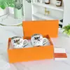 Tazas de porcelana de hueso de lujo con borde dorado, perfectas para regalos de empresa o de inauguración de casa.