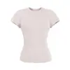 Camiseta básica feminina de gola redonda, manga curta e ombro normal, estilo americano picante, para o verão de 2026, slim fit, versátil, cor sólida.