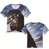 Ataque de Nuevos Productos Transfronterizos Camiseta Corta con Estampado de Animación 3D Gigante Alas de la Libertad Ropa de Animación Camiseta de Manga Corta de Dibujos Animados