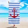 Toalla de Playa de Microfibra con Rayas y Anclas Simple, Toalla de Playa de Secado Rápido y Absorbente de Agua, Toalla de Baño, Toalla de Playa de Envío Transfronterizo