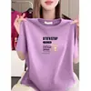 Camiseta de Manga Corta para Mujer de Comercio Exterior Transfronterizo, Estilo Nuevo, Corte Holgado, Adelgazante, Top con Estampado de Letras, Rejuvenecedor, Casual y Versátil