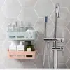 Prateleira de armazenamento de parede para banheiro, sem furos, porta-itens de higiene pessoal de sucção sem marcas, prateleira de armazenamento de banheiro