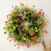 Nueva corona de primavera de Jiuhong, simulación de color, pequeña corona de flores silvestres para decoración navideña, corona para valla de jardín, decoración colgante para puerta