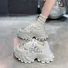 Zapatillas deportivas transpirables y gruesas con adornos de pedrería, brillantes, a la moda y versátiles para mujer, nueva colección 2026, impresionantes zapatos casuales de suela gruesa que aumentan la altura, modernos