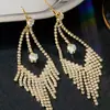 Pendientes Exagerados de Borla Estilo Coreano con Diamantes, Aguja de Plata S925, Pendientes Elegantes Super Hada para Adelgazar la Cara, Joyería de Oreja Retro