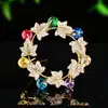 Broche de Flor de Circonia Multicolor, Chapado en Oro con Incrustaciones de Diamantes para Chaqueta de Traje de Mujer, Pin Elegante y Versátil