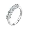 Anillo de Moissanita Mismo Estilo Comercio Exterior, Sensación de Lujo Ligero de Gama Alta, Plata 925, Regalo para Mujer, Anillo de Banda de Piedra Apilable, Moissanita al por Mayor