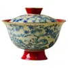 Tazón de Té Rojo Imperial de Cerámica Estilo Chino de una Sola Pieza con Tapa, Taza de Té Personal, Juego de Té Personal del Fabricante Suihan San You