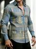 Comercio Exterior Transfronterizo Camisa de Manga Larga para Hombre Moda Callejera Amazon Casual Cardigan Casual de Manga Larga con Estampado 3D