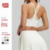 Sujetador Deportivo de Malla Cruzado, Color Sólido, Espalda Bonita, A Prueba de Impactos, Push-Up, Sujetador para Fitness Yoga, Se Puede Usar por Fuera, Camiseta sin Mangas Transpirable para Mujer