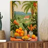 Pintura Mural de Paisaje Costero Limón Pintura Decorativa Moderna para el Hogar Sala de Estar Dormitorio Paisaje Mediterráneo Pintura con Diseño de Marco de Ventana