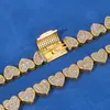 Pulsera de Cadena de Corazón con Hebilla Plegable de 8 mm Transfronteriza Europea y Americana Joyería Hip-Hop Accesorios Simples de Nicho Pulsera de Zirconia para Hombre Personalización