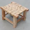 Banqueta tecida em rattan de madeira maciça banqueta com base de esteira de rattan banqueta para mesa de jantar de madeira maciça banqueta para mesa de centro banqueta quadrada pequena artesanal étnica Dai de Yunnan algodão