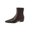 Botines Elásticos Super Elásticos Estilo Coreano Botas Adelgazantes para Mujer Botines de Tacón Oculto Botines Individuales Llegada Nueva de Invierno Punta Fina Cremallera Trasera Tacón Medio Botines Elásticos para Tobillo