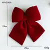 Decoraciones navideñas de terciopelo rojo transfronterizas en stock con lazo tridimensional, adornos para árbol de Navidad, decoraciones para ventana