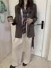 Corbata Rayada Color Café de Alta Inteligencia Estilo Coreano Otoño e Invierno Bufanda Casual Melard Cinturón Versátil Accesorio de Cintura para Mujer