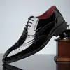 Zapatos de Cuero Formales de Negocios Estilo Británico Talla Grande para Hombre Punta Fina con Cordones Bloque de Color Cuero Charol Brogues de Caña Baja para Hombre