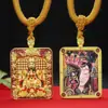 Colgante Thangka de los Cinco Señores de la Montaña Wutai Tara Verde Colgante Thangka Zaki Lhamo Amuleto Budista Dios Amarillo de la Riqueza
