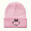 Animación Cartoon Europea y Americana Monstruo de Pelo Verde Grinch Gorro de Punto Bordado Suéter Gorro Cálido Hip-Hop Gorro de Lana
