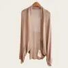 Chal cárdigan de punto casual estilo francés de seda helada para mujer, chaqueta fina de manga murciélago para primavera y otoño, chaleco protector solar para aire acondicionado
