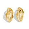 Pendientes Asimétricos Ovalados Exagerados Estilo Ins Plegados Metálicos Brillantes Joyería Transfronteriza Europea y Americana