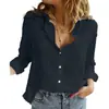2026 Primavera y Otoño Amazon eBay Europeo y Americano Color Sólido Casual Holgada Manga Larga Camisa de Lino En Stock