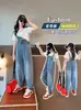 Conjunto de Peto para Niñas Atuendo de Verano 2026 Nuevos Jeans de Verano para Niñas, Pantalones Holgados Estilo Urbano para Niños Mayores