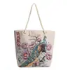 Bolsa de Lona Xishuangbanna Étnica Bordado Dupla Face Estilo Nacional Vintage Desenho Animado Elefante Bolsa de Ombro Feminina para Viagem