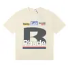 2025 Verão Masculino Rhude High Street Estampado Respirável Manga Curta Marca de Moda Camiseta de Manga Curta Pulôver Verão