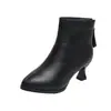 Botines de Tobillo de Tacón Alto con Punta Fina de Terciopelo Cálido para Mujer 2026 Moda de Invierno Versátiles Pequeños que Aumentan la Altura Adelgazantes Botas de Algodón Botas de Nieve