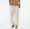 Calça Casual de Linho Tencel Estilo Old Money para Homens, Verão Solta Reta Perna Larga Fresca Longa